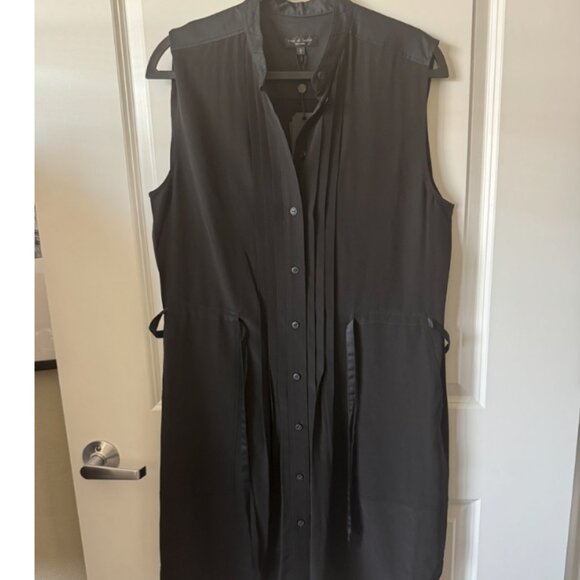 Rag & Bone Sarah Classic-Fit Plissé Sleeveless Silk Shirtdress - Picture 5 of 10